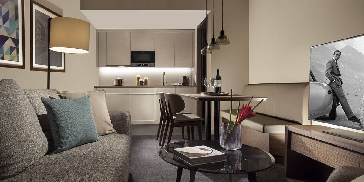 ACASA Suite mit integrierter Kleinküche im ACASA Suites Zürich ACASA Suite mit integrierter Kleinküche im ACASA Suites Zürich